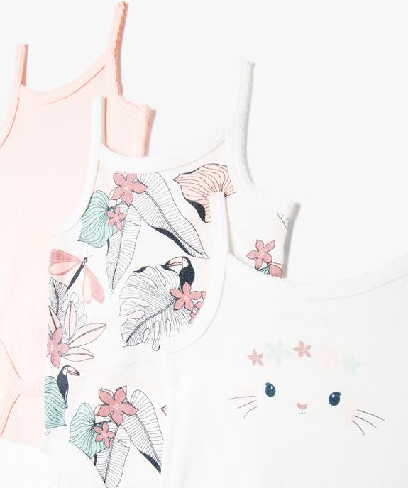 Body bébé à fines bretelles en coton biologique motif tropical (lot de 3) vue2 - GEMO 4G BEBE - GEMO