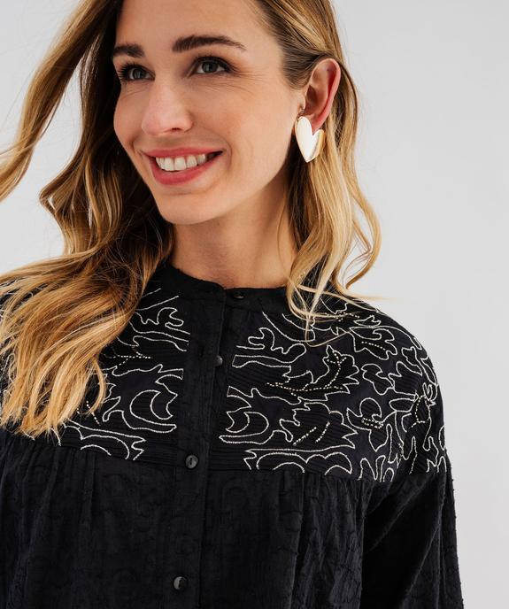 Chemise esprit bohème avec broderies femme vue1 - GEMO(FEMME PAP) - GEMO