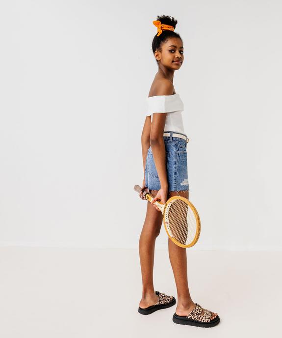 Tee-shirt sans manches à col bardot en maille côtelée fille vue8 - GEMO 4G FILLE - GEMO