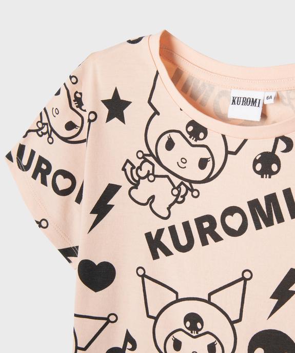 Tee-shirt manches courtes imprimé coupe oversize fille - Kuromi vue2 - KUROMI - GEMO