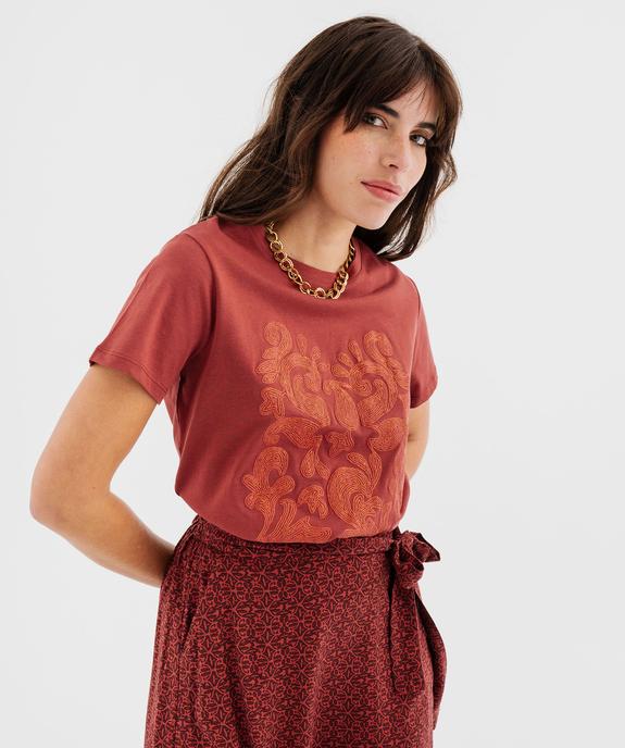 Tee-shirt manches courtes avec motif scintillant femme vue4 - GEMO(FEMME PAP) - GEMO
