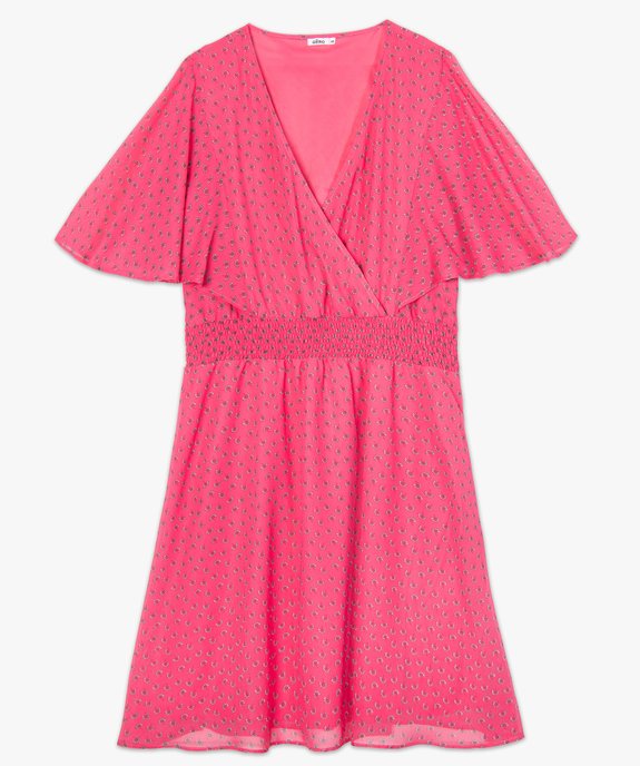 Robe femme grande taille en voile à taille smockée et motif fleuri vue4 - GEMO (G TAILLE) - GEMO