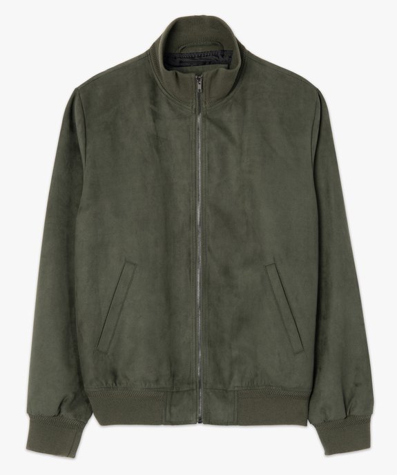 Blouson homme en suédine avec finitions bord-côte vue4 - GEMO (HOMME) - GEMO