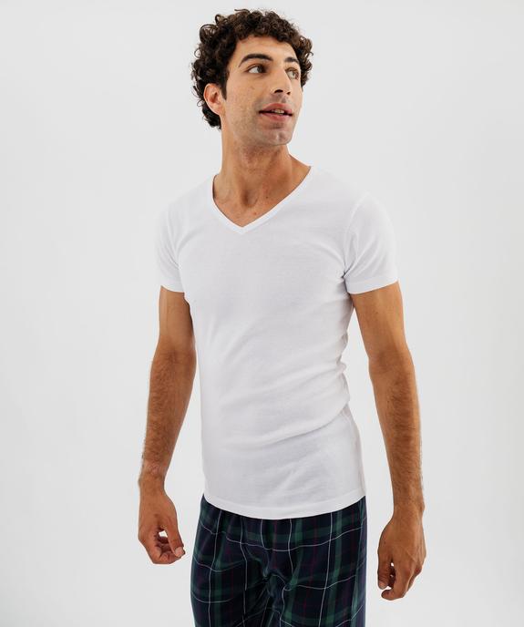 Tee-shirt manches courtes et col V en coton biologique homme (lot de 2) vue2 - GEMO 4G HOMME - GEMO