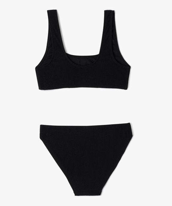 Maillot de bain deux pièces en maille gaufrée fille vue3 - GEMO 4G FILLE - GEMO