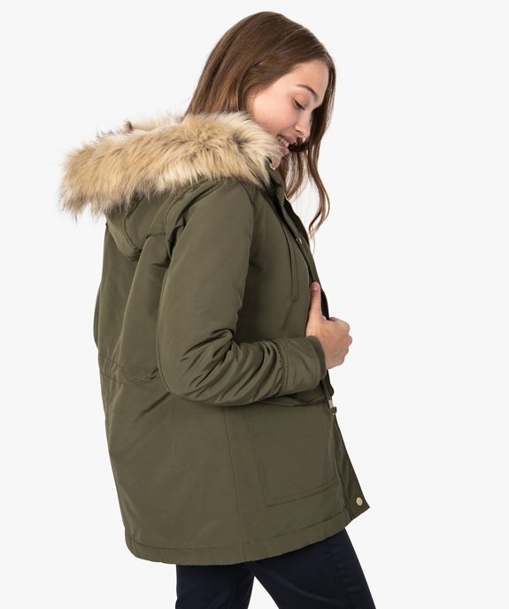 Manteau femme avec doublure chaude et capuche à bordure amovible vue3 - GEMO(FEMME PAP) - GEMO