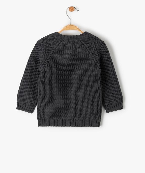 Pull bébé garçon en grosse maille avec poche kangourou vue3 - GEMO(BEBE DEBT) - GEMO