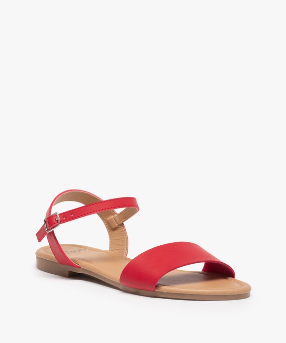 Nu-pieds femme unis à talon plat et bride large vue2 - GEMO (CASUAL) - GEMO
