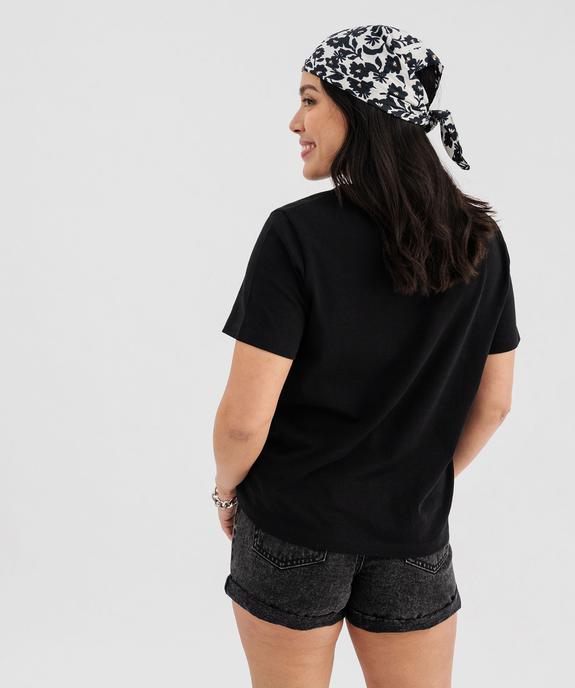 Tee-shirt manches courtes et col rond uni en coton résistant femme vue3 - GEMO(FEMME PAP) - GEMO