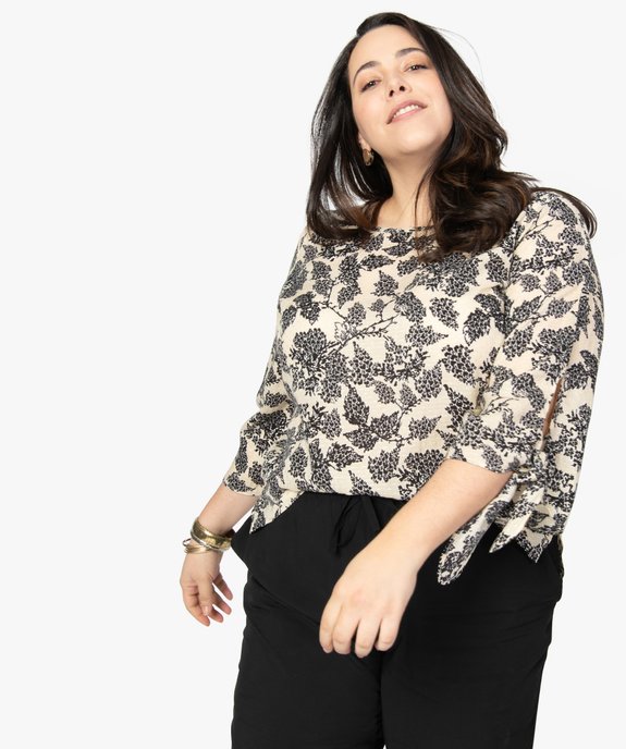 Tunique femme en modal imprimé fleurs vue1 - GEMO (G TAILLE) - GEMO