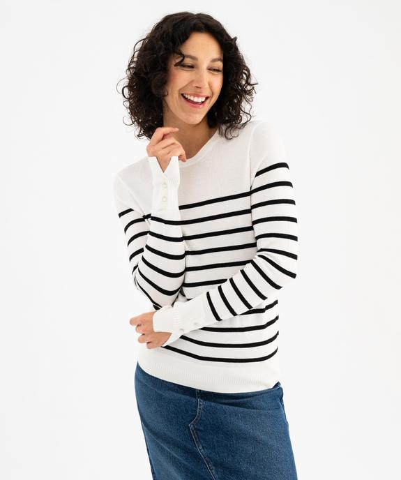 Pull fin à rayures en viscose femme vue4 - GEMO 4G FEMME - GEMO