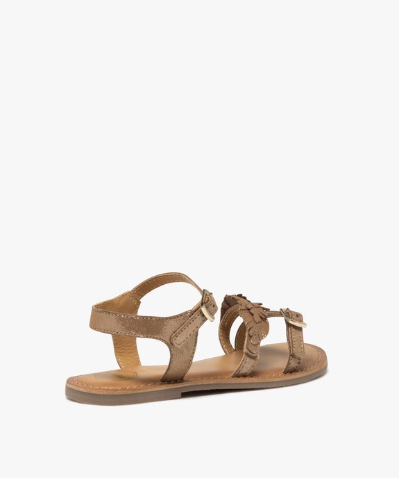 Sandales fille en cuir effet scintillant avec bride plumes fantaisie - Taneo vue4 - TANEO - GEMO