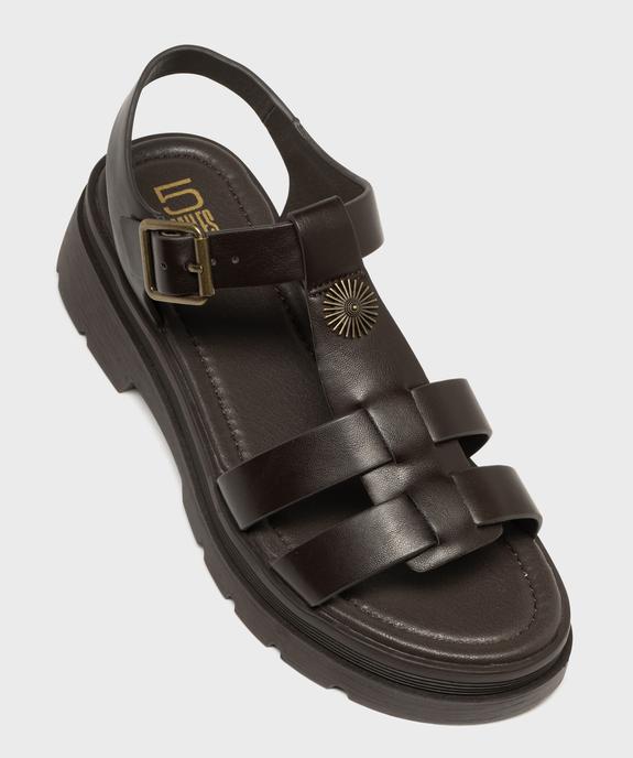 Sandales look spartiates à épaisse semelle crantée femme vue6 - 5 MILES - GEMO