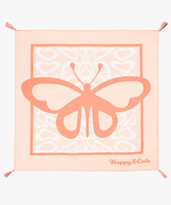 Foulard file à motif papillon et pompons vue3 - GEMO 4G FILLE - GEMO
