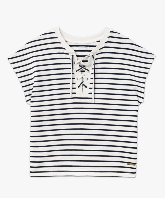 Tee-shirt à manches courtes à rayures femme - LuluCastagnette vue4 - LULUCASTAGNETTE - GEMO