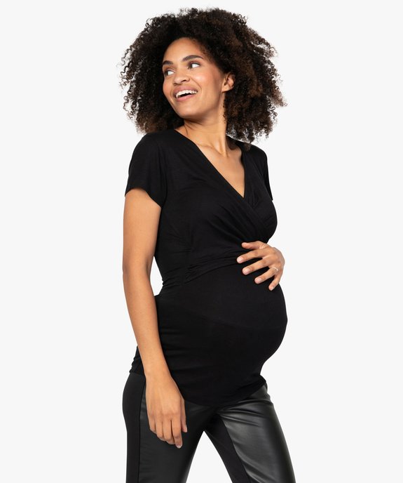 Tee-shirt de grossesse et allaitement cache-cœur vue2 - GEMO (MATER) - GEMO