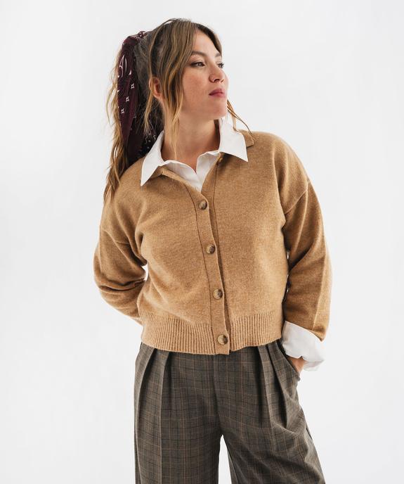 Gilet court à col polo femme vue2 - GEMO(FEMME PAP) - GEMO