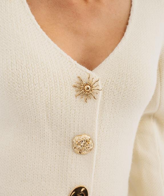 Gilet à col V emboîtons fantaisie femme vue2 - GEMO(FEMME PAP) - GEMO