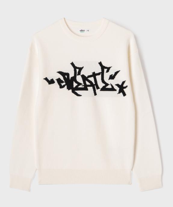 Pull en viscose avec inscription poitrine garçon - GEMO (JUNIOR) Pull en viscose avec inscription poitrine garçon vue1 - GEMO (JUNIOR) - GEMO