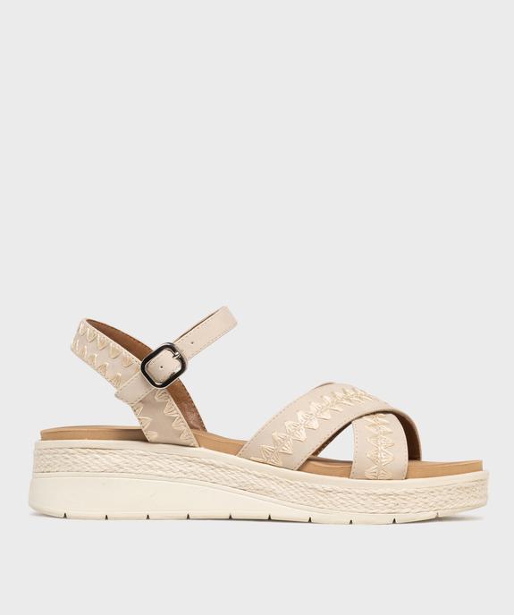 Sandales à talon compensé et brides brodées femme - Valentina Baladno vue1 - VALENTINA BALDA - GEMO