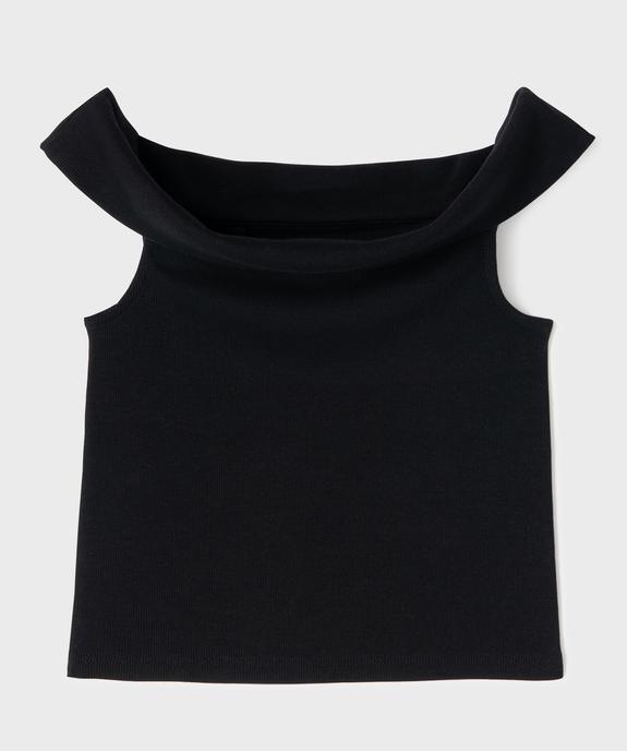 Tee-shirt sans manches à col bardot en maille côtelée fille vue3 - GEMO 4G FILLE - GEMO