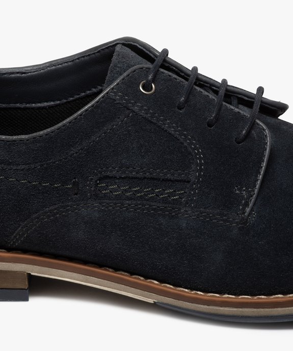 Derbies homme unis à lacets dessus en cuir retourné vue6 - GEMO(URBAIN) - GEMO