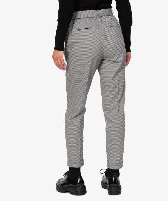 Pantalon femme pied-de-poule à ceinture et revers vue3 - GEMO(FEMME PAP) - GEMO