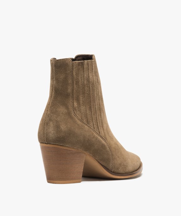 Boots femme à talon dessus cuir uni style santiag vue4 - GEMO(URBAIN) - GEMO