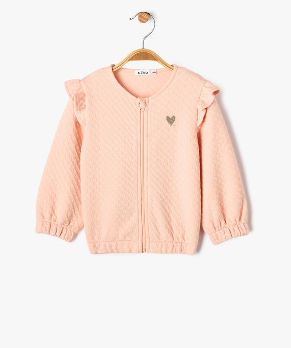 Sweat zippé avec volants sur les épaules bébé fille vue1 - GEMO(BEBE DEBT) - GEMO