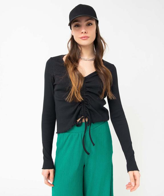 Tee-shirt femme à manches longues avec devant ajustable vue1 - GEMO(FEMME PAP) - GEMO