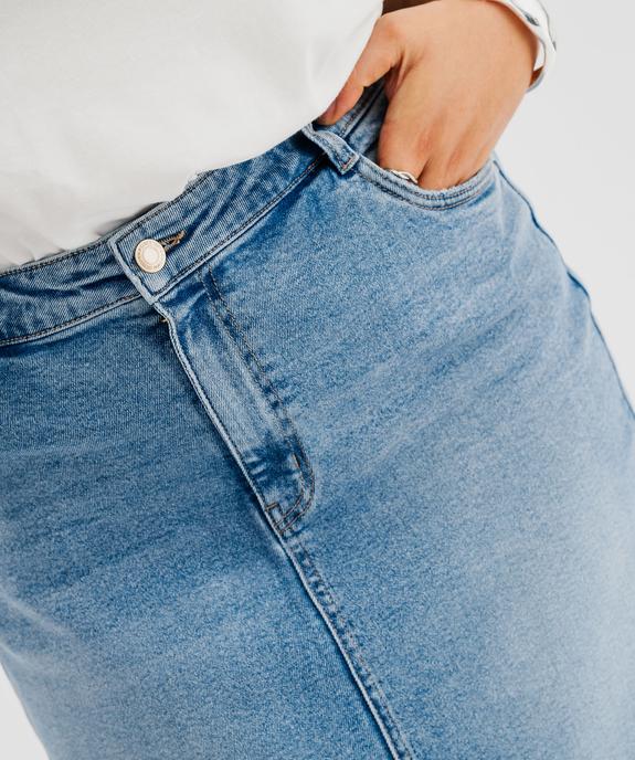 Jupe longue en jean fendue sur l’avant femme grande taille vue2 - GEMO 4G GT - GEMO