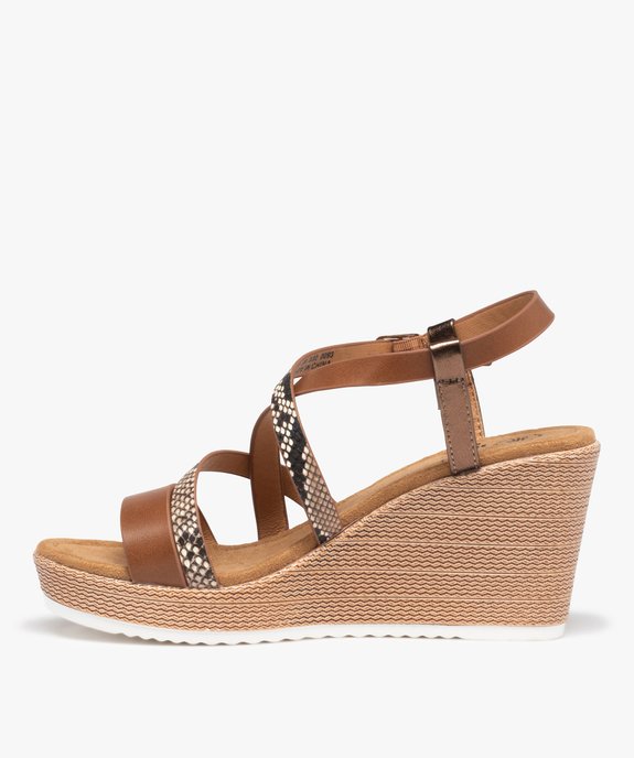 Sandales femme compensées à brides fantaisie vue3 - GEMO(URBAIN) - GEMO