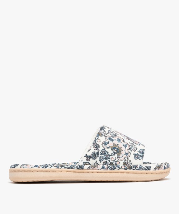 Chaussons mules en toile à motifs fleuris femme vue1 - GEMO 4G FEMME - GEMO