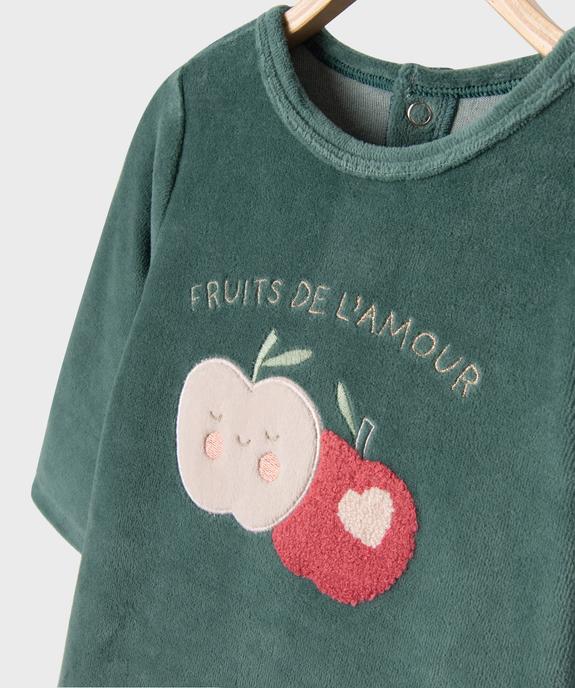 Pyjama en velours motifs pommes bébé fille vue2 - GEMO 4G BEBE - GEMO