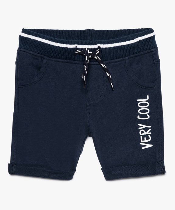 Bermuda bébé en jersey bouclette avec taille élastique vue1 - GEMO(BEBE DEBT) - GEMO