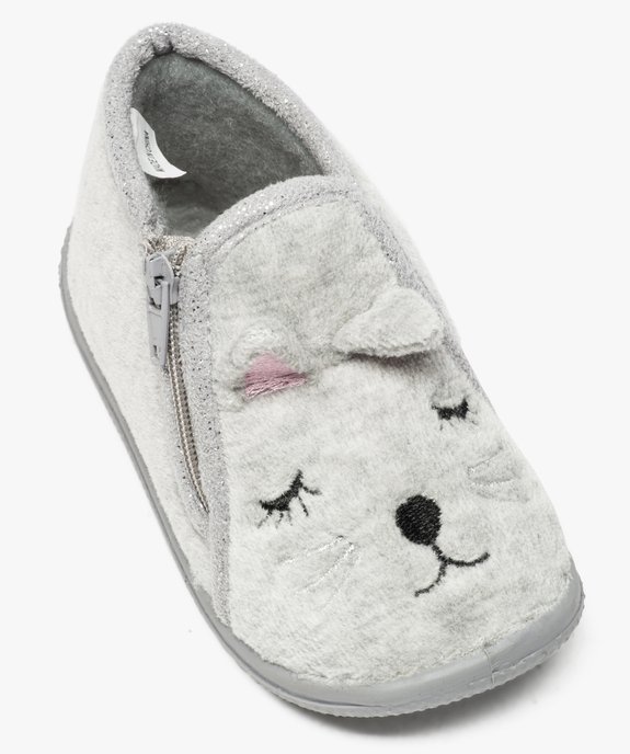Chaussons bébé fille motif chat brodé avec petites oreilles vue5 - GEMO 4G BEBE - GEMO