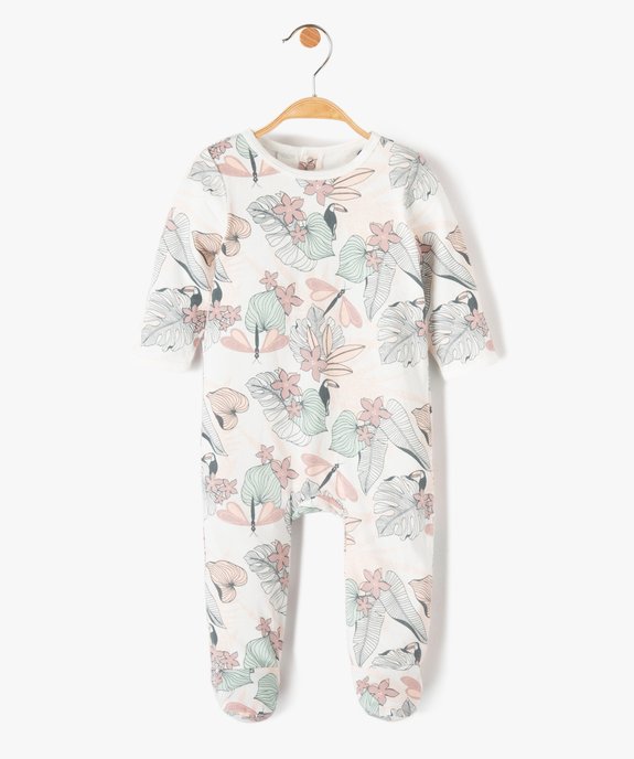 Pyjama dors-bien bébé fleuri à pont-dos pressionné vue1 - GEMO(BB COUCHE) - GEMO