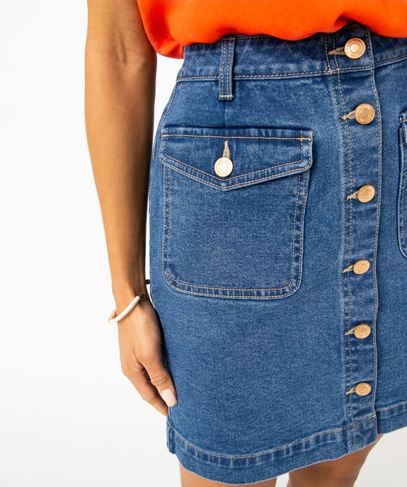 Jupe en jean boutonnée sur l’avant femme vue2 - GEMO 4G FEMME - GEMO