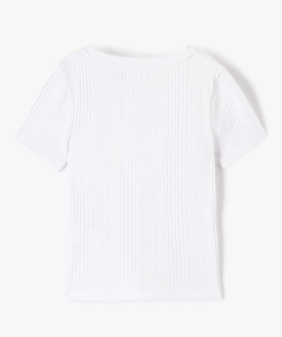 Tee-shirt fille en maille côtelée avec cordons coulissant sur l’avant vue4 - GEMO (JUNIOR) - GEMO