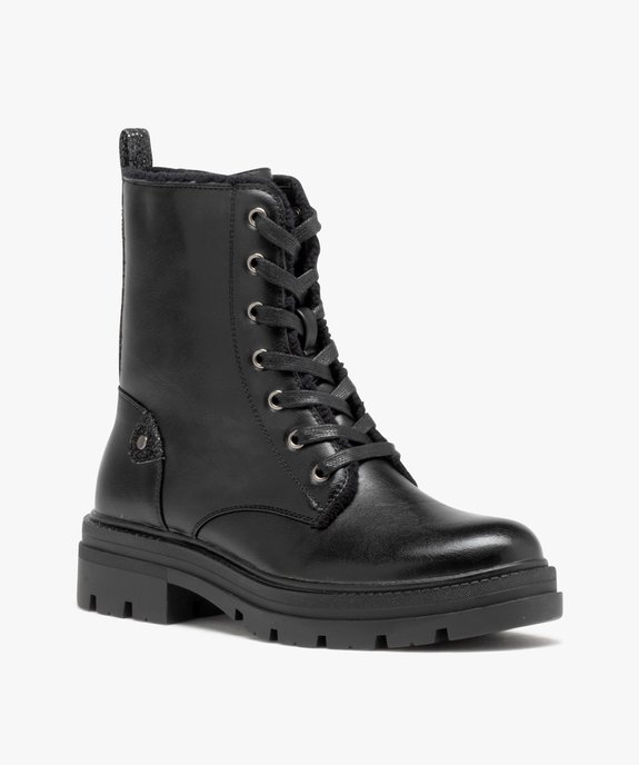 Boots femmes unies avec intérieur fourré et à semelle crantée vue2 - GEMO (CASUAL) - GEMO