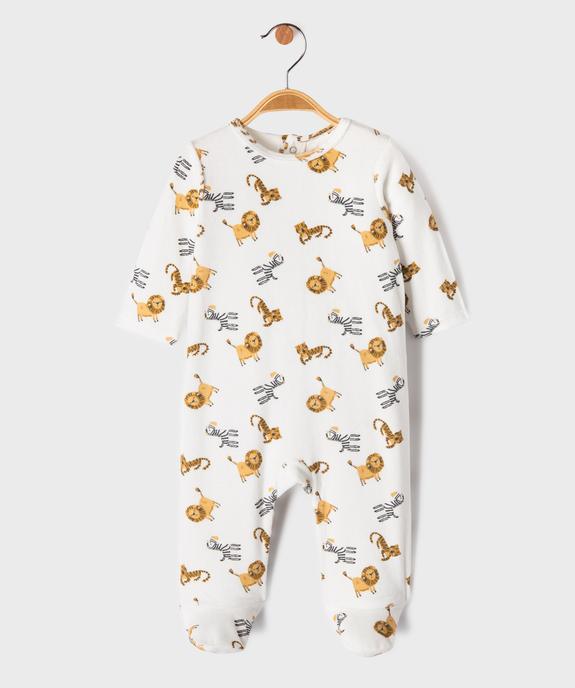 Pyjama en velours à motifs animaux de la jungle bébé garçon vue1 - GEMO 4G BEBE - GEMO