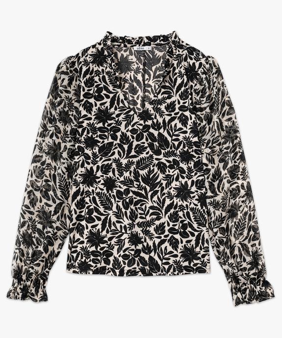 Blouse manches longues fluide imprimée fleurie femme - GEMO(FEMME PAP) Blouse manches longues fluide imprimée fleurie femme vue4 - GEMO(FEMME PAP) - GEMO