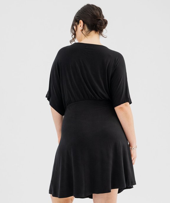 Robe en maille fluide et extensible col cache-cœur femme grande taille vue3 - GEMO 4G GT - GEMO