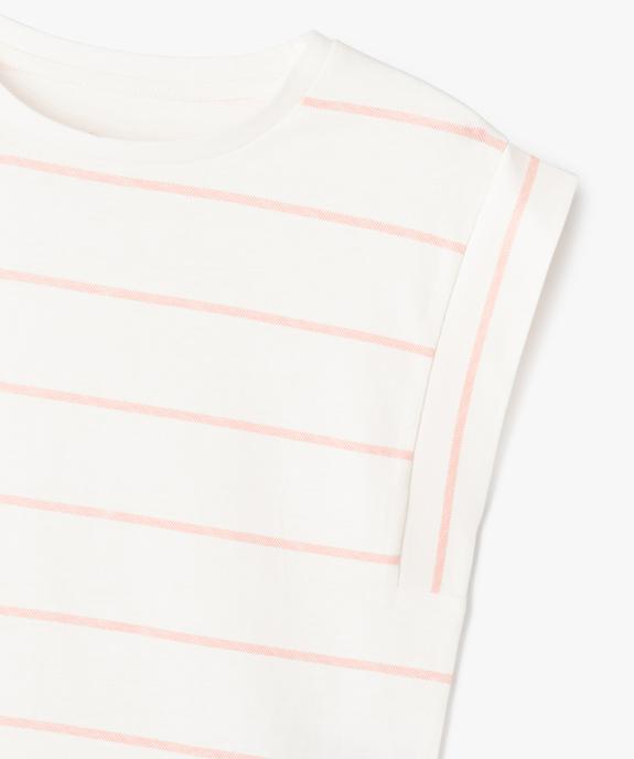 Tee-shirt manches ultra courtes à rayures coupe oversize fille vue2 - GEMO 4G FILLE - GEMO