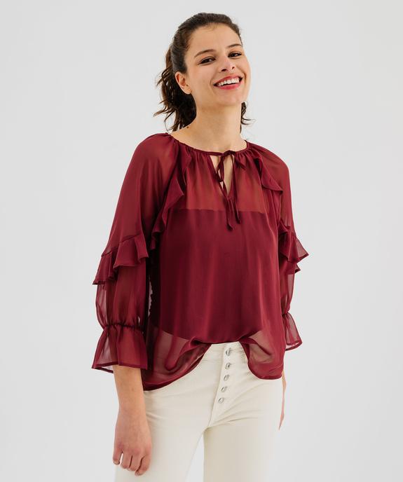 Blouse en voile à manches 3/4 et volants femme vue4 - GEMO(FEMME PAP) - GEMO