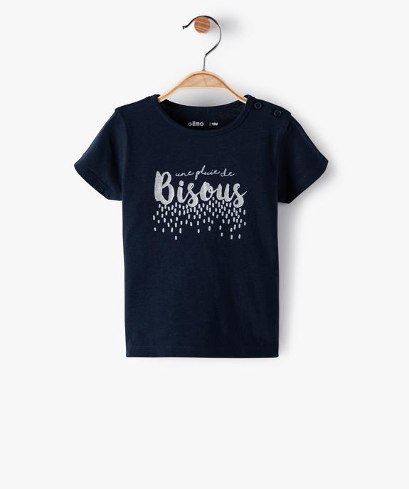 Tee-shirt bébé fille à manches courtes et motif pailleté vue1 - GEMO 4G BEBE - GEMO