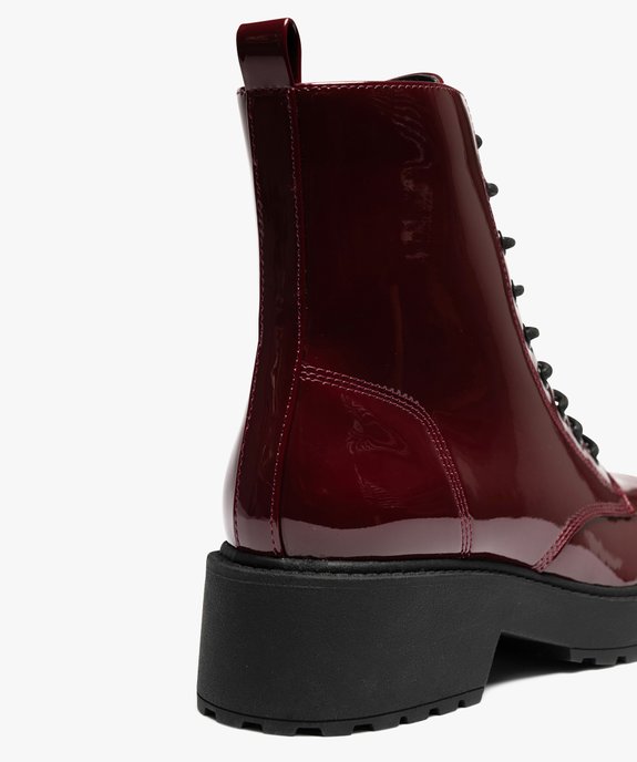 Boots femme vernies avec semelle crantée épaisse à zip et à lacets vue7 - 5 MILES - GEMO