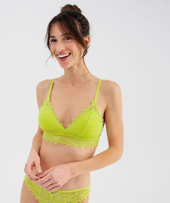 Soutien-gorge triangle en dentelle avec coussinets amovibles vue2 - GEMO(HOMWR FEM) - GEMO