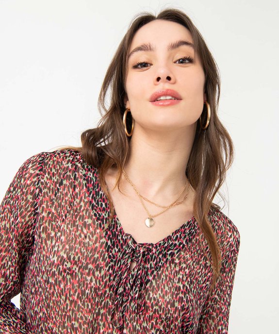 Blouse femme en voile imprimé avec finitions élastiques vue2 - GEMO(FEMME PAP) - GEMO
