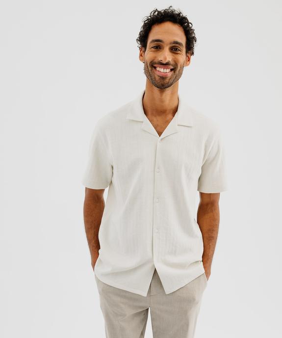 Chemise manches courtes en maille fantaisie avec col cubain homme vue1 - GEMO (HOMME) - GEMO